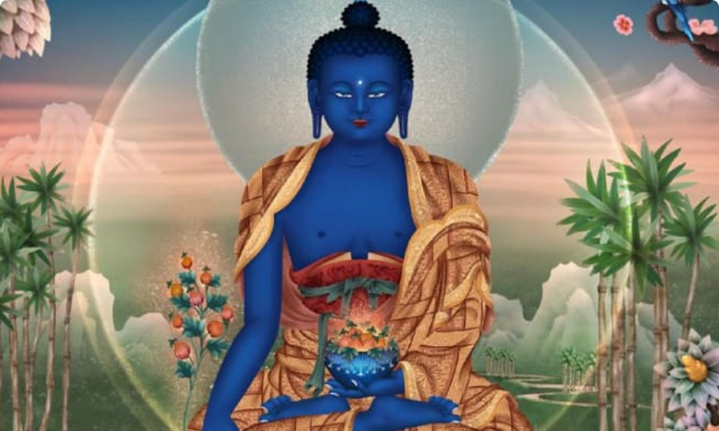 Représentation d'un Bouddha bleu